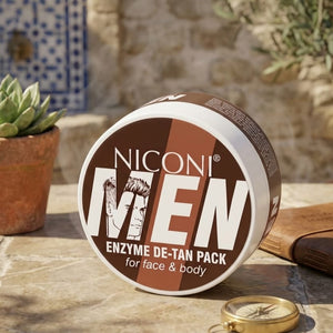 Niconi Men Enzyme De-Tan Pack - Advanced Skincare Facial Pack For Tan Removal Brightening Deep Cleansing And Smooth Refreshing Men Skin Tone - 100g